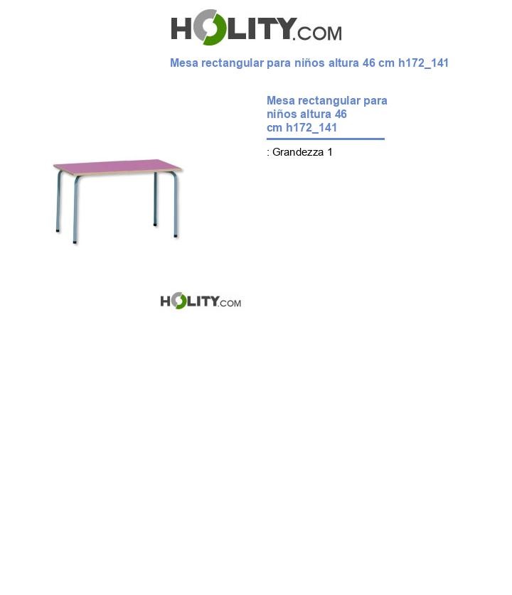 Mesa rectangular para niños altura 46 cm h172_141
