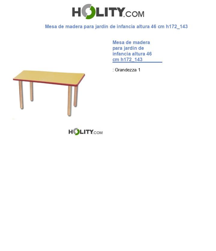 Mesa de madera para jardín de infancia altura 46 cm h172_143