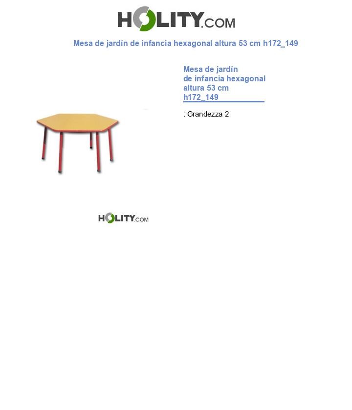 Mesa de jardÃn de infancia hexagonal altura 53 cm h172_149