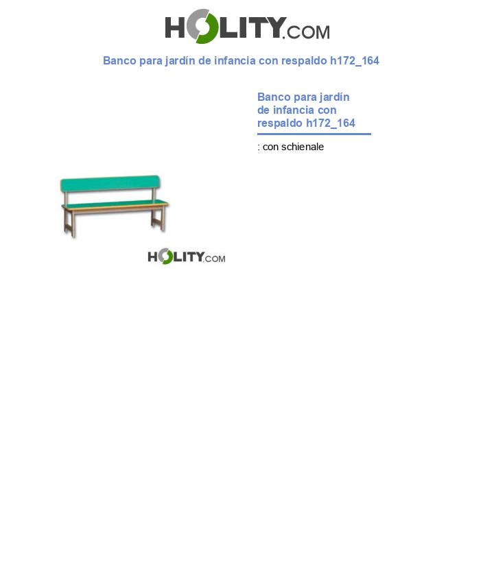 Banco para jardín de infancia con respaldo h172_164