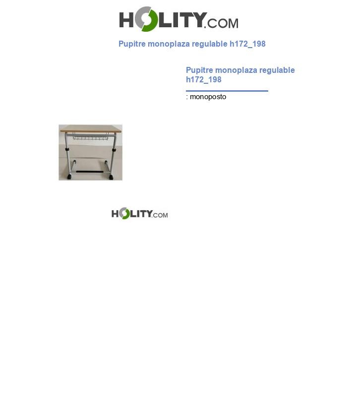 Pupitre monoplaza regulable h172_198