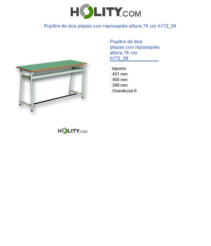 Pupitre de dos plazas con reposapiés altura 76 cm h172_59