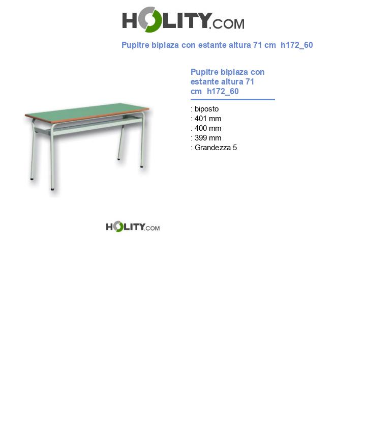 Pupitre biplaza con estante altura 71 cm  h172_60