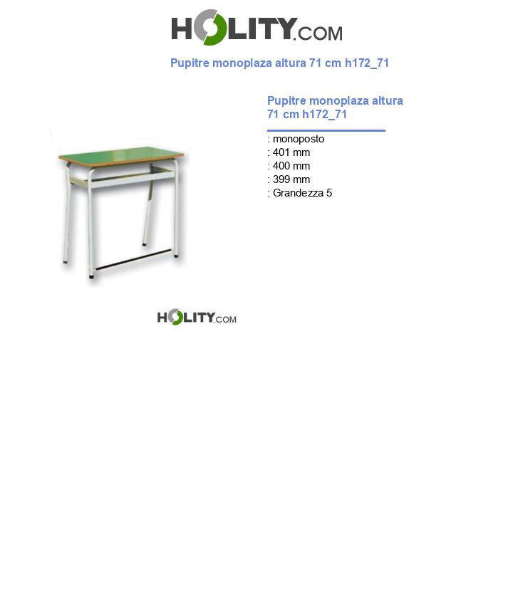 Pupitre monoplaza altura 71 cm h172_71