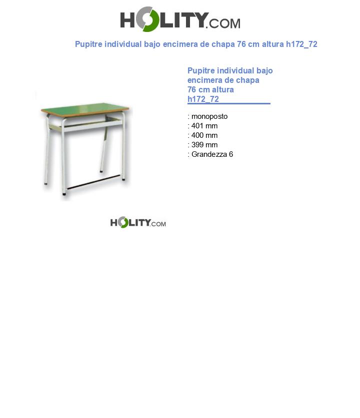 Pupitre individual bajo encimera de chapa 76 cm altura h172_72