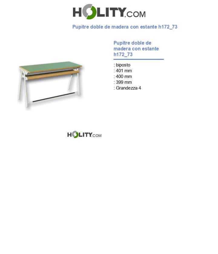 Pupitre doble de madera con estante h172_73
