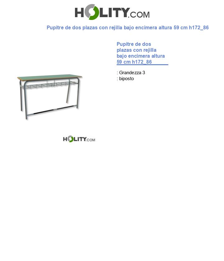 Pupitre de dos plazas con rejilla bajo encimera altura 59 cm h172_86