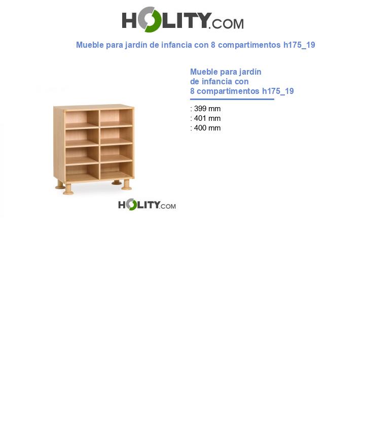 Mueble para jardín de infancia con 8 compartimentos h175_19