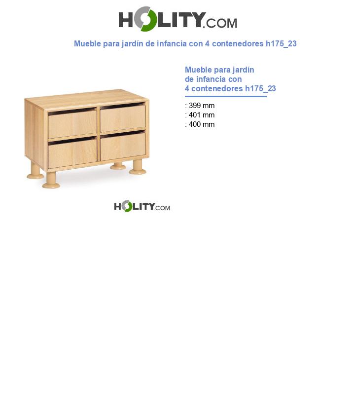 Mueble para jardín de infancia con 4 contenedores h175_23