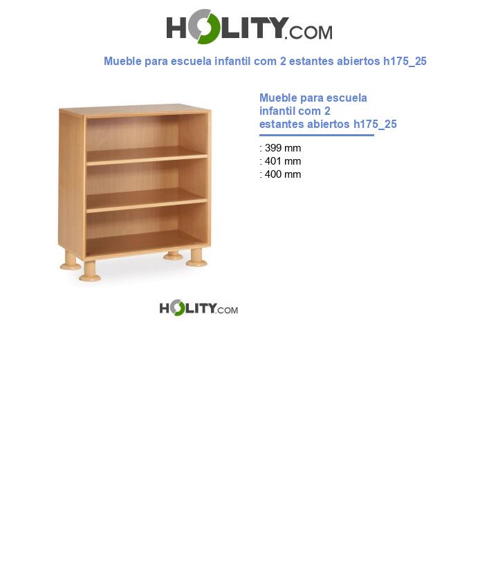 Mueble para escuela infantil com 2 estantes abiertos h175_25