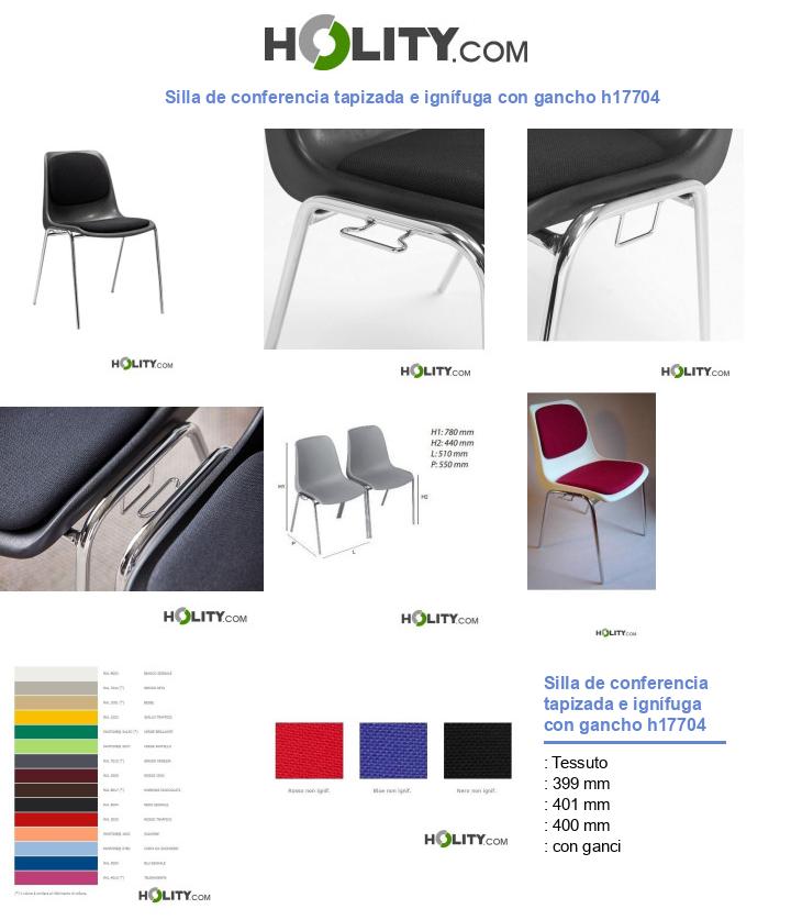 Silla de conferencia tapizada e ignífuga con gancho h17704