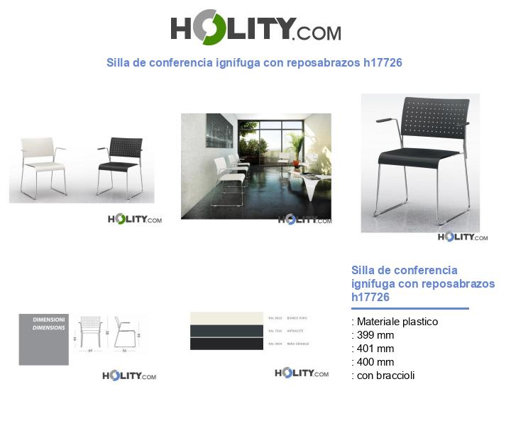 Silla de conferencia ignífuga con reposabrazos h17726