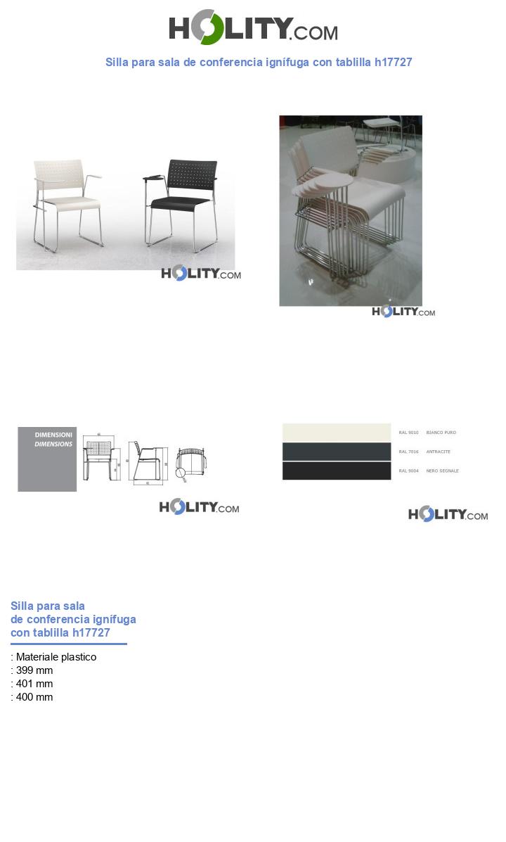 Silla para sala de conferencia ignífuga con tablilla h17727