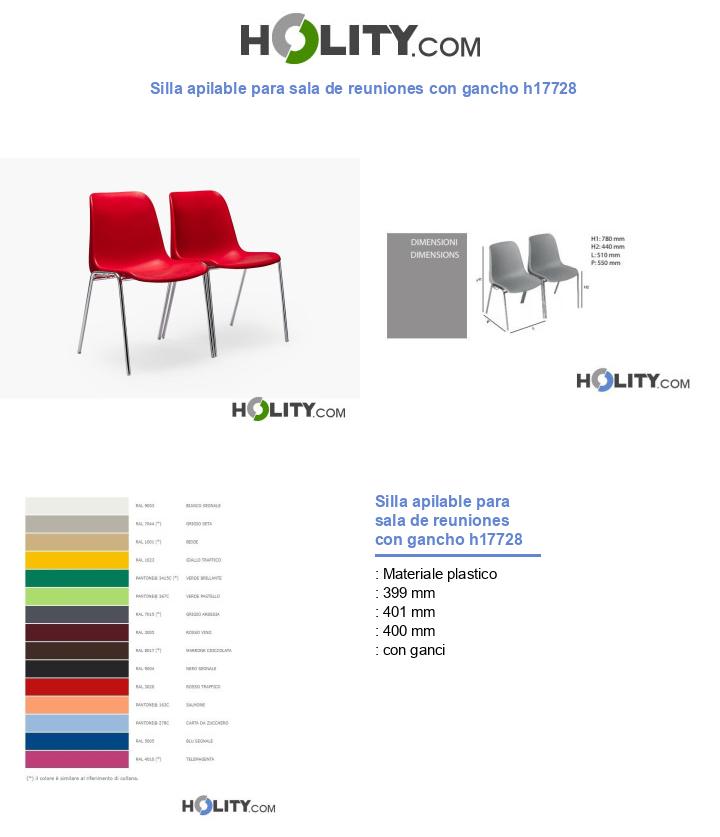 Silla apilable para sala de reuniones con gancho h17728