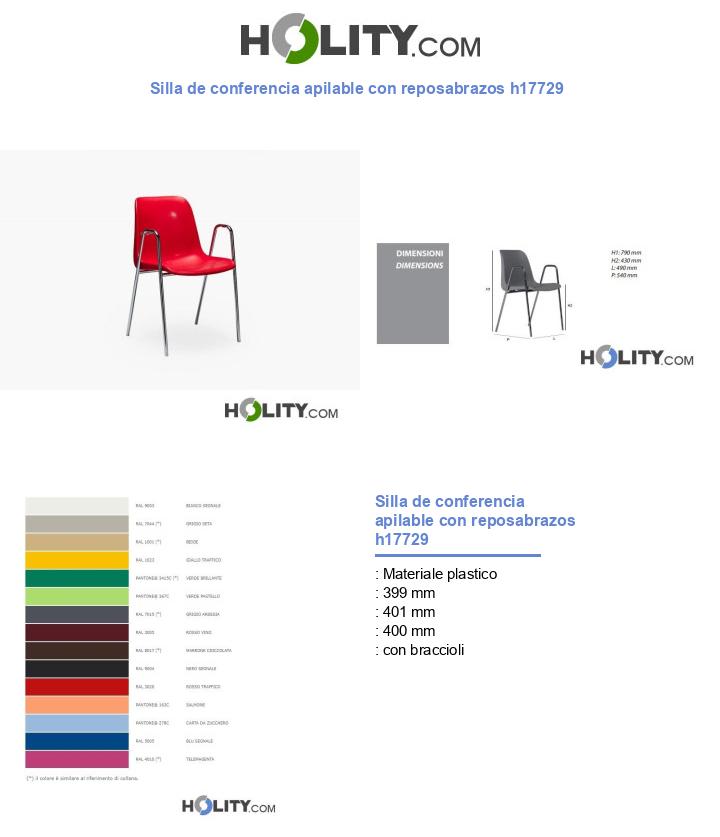 Silla de conferencia apilable con reposabrazos h17729