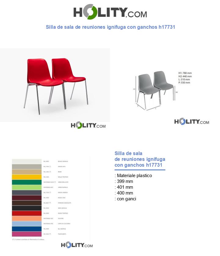 Silla de sala de reuniones ignÃfuga con ganchos h17731