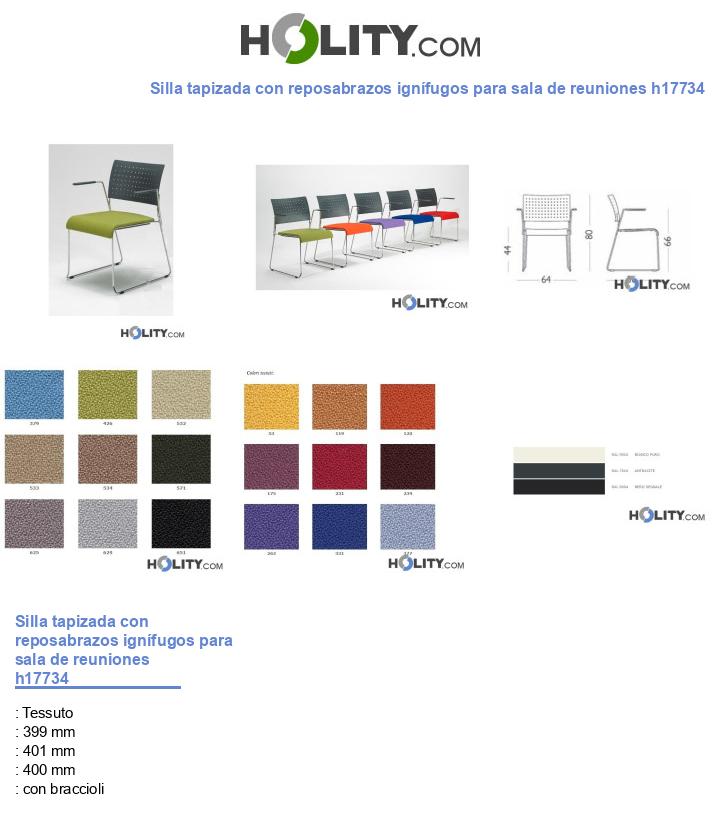 Silla tapizada con reposabrazos ignífugos para sala de reuniones h17734