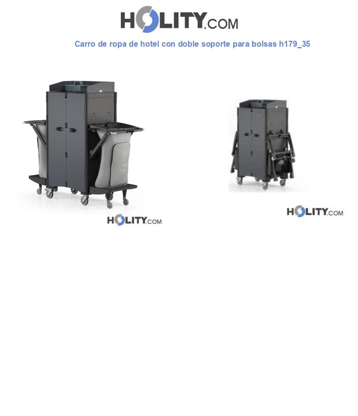Carro de ropa de hotel con doble soporte para bolsas h179_35