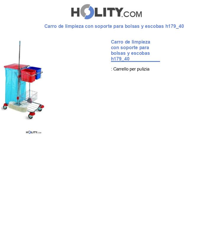 Carro de limpieza con soporte para bolsas y escobas h179_40