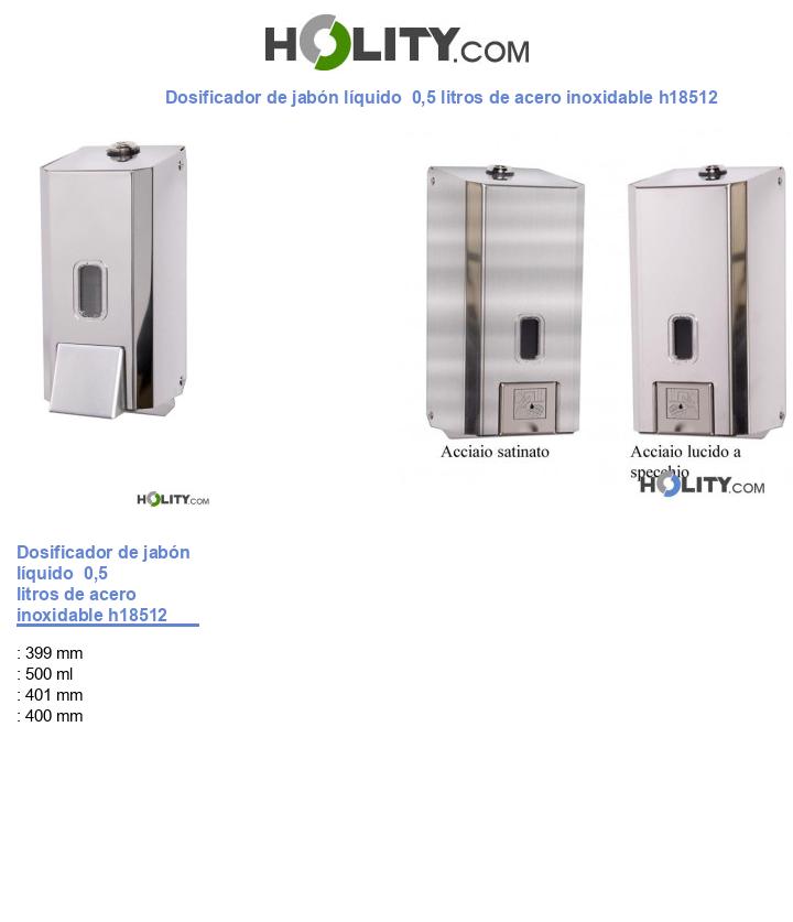 Dosificador de jabón líquido  0,5 litros de acero inoxidable h18512