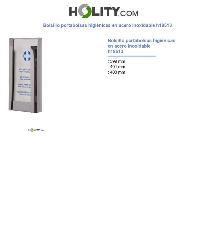 Bolsillo portabolsas higiénicas en acero inoxidable h18513