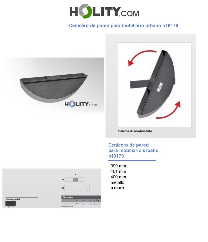 Cenicero de pared para mobiliario urbano h19178