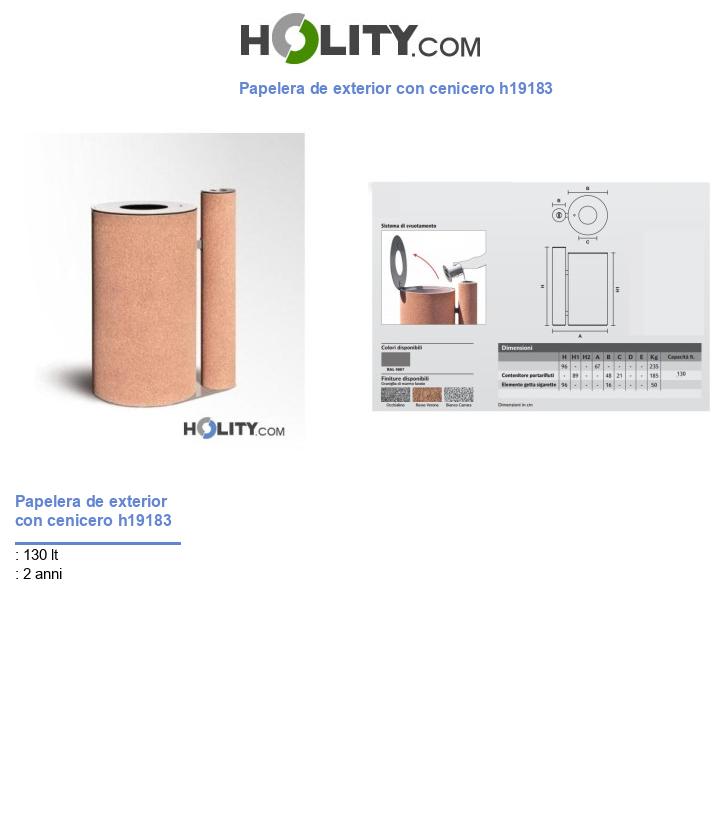 Papelera de exterior con cenicero h19183
