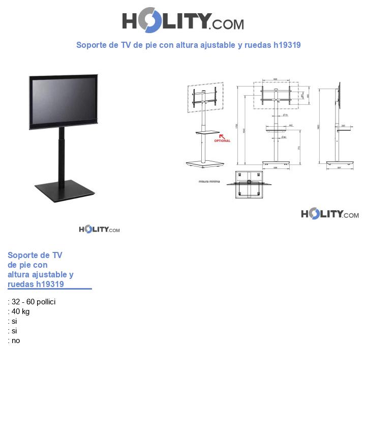 Soporte de TV de pie con altura ajustable y ruedas h19319