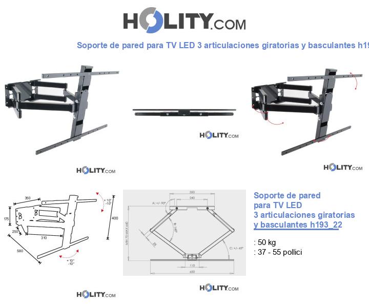 Soporte de pared para TV LED 3 articulaciones giratorias y basculantes h193_22