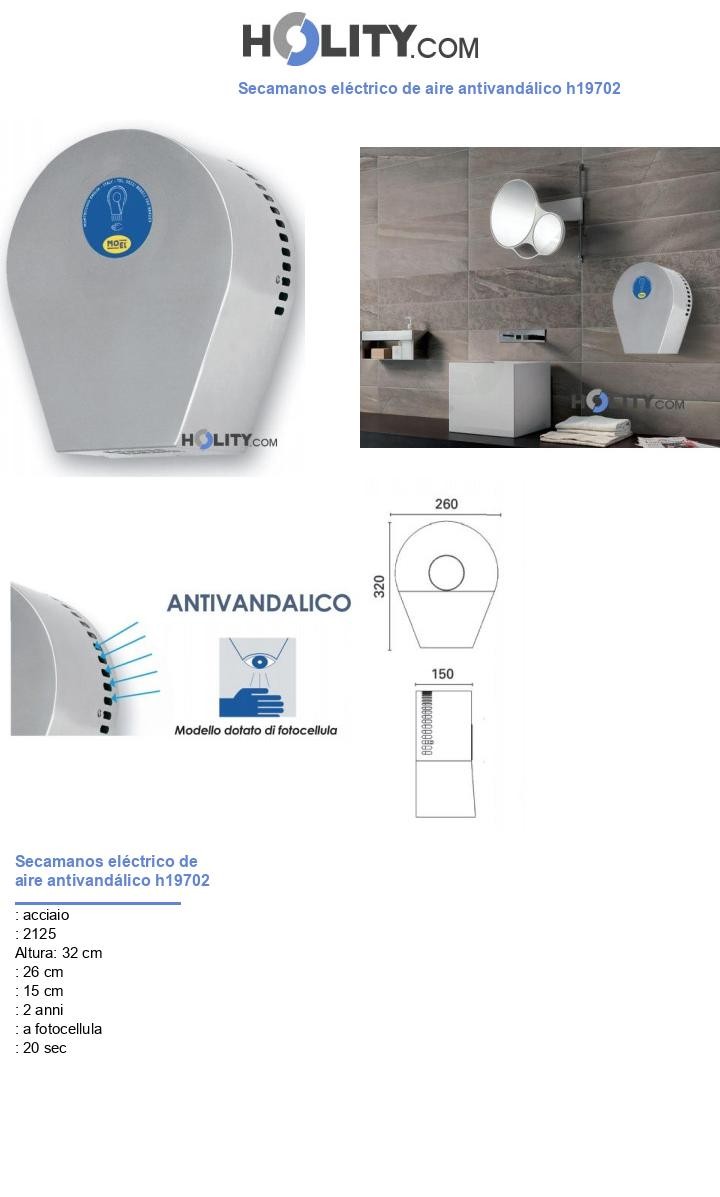 Secamanos eléctrico de aire antivandálico h19702