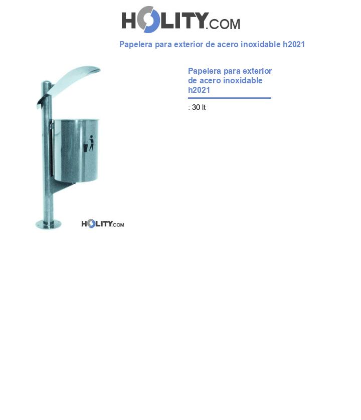 Papelera para exterior de acero inoxidable h2021