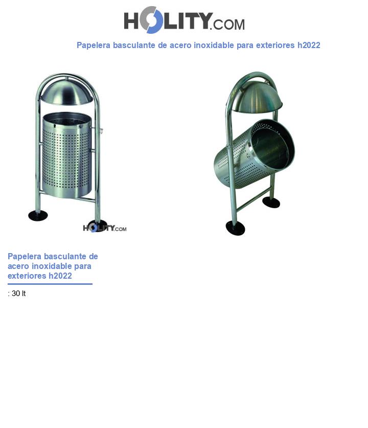 Papelera basculante de acero inoxidable para exteriores h2022