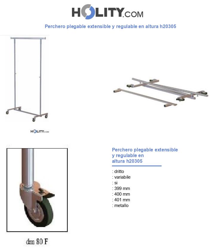 Perchero plegable extensible y regulable en altura h20305