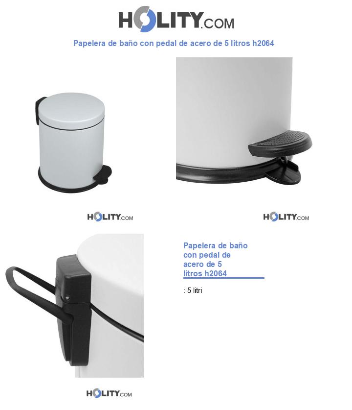 Papelera de baño con pedal de acero de 5 litros h2064