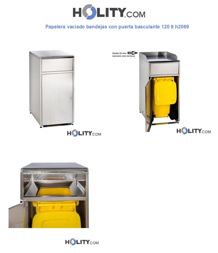 Papelera vacíado bandejas con puerta basculante 120 lt h2089
