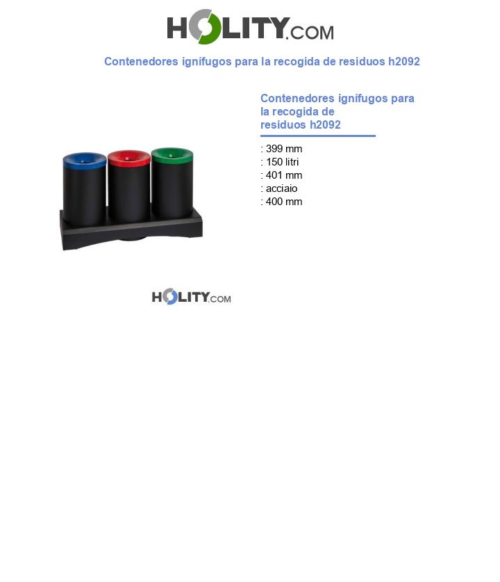 Contenedores ignífugos para la recogida de residuos h2092