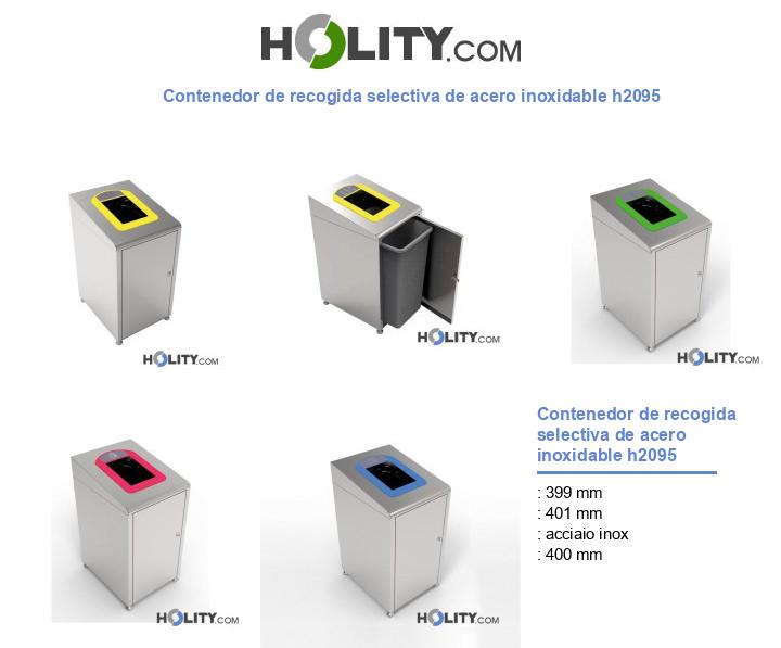 Contenedor de recogida selectiva de acero inoxidable h2095