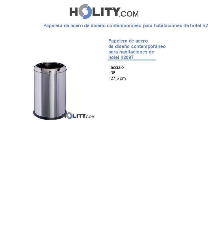 Papelera de acero de diseño contemporáneo para habitaciones de hotel h2097