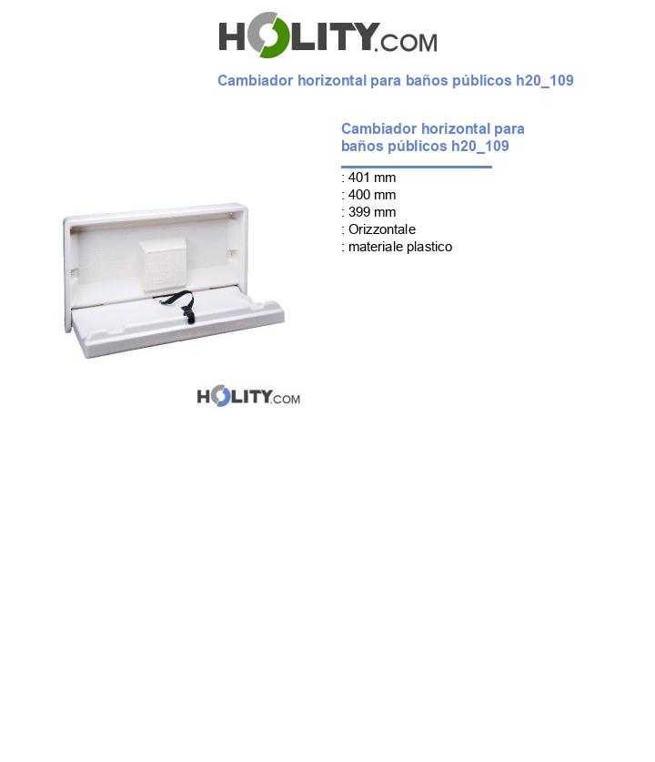 Cambiador horizontal para baños públicos h20_109