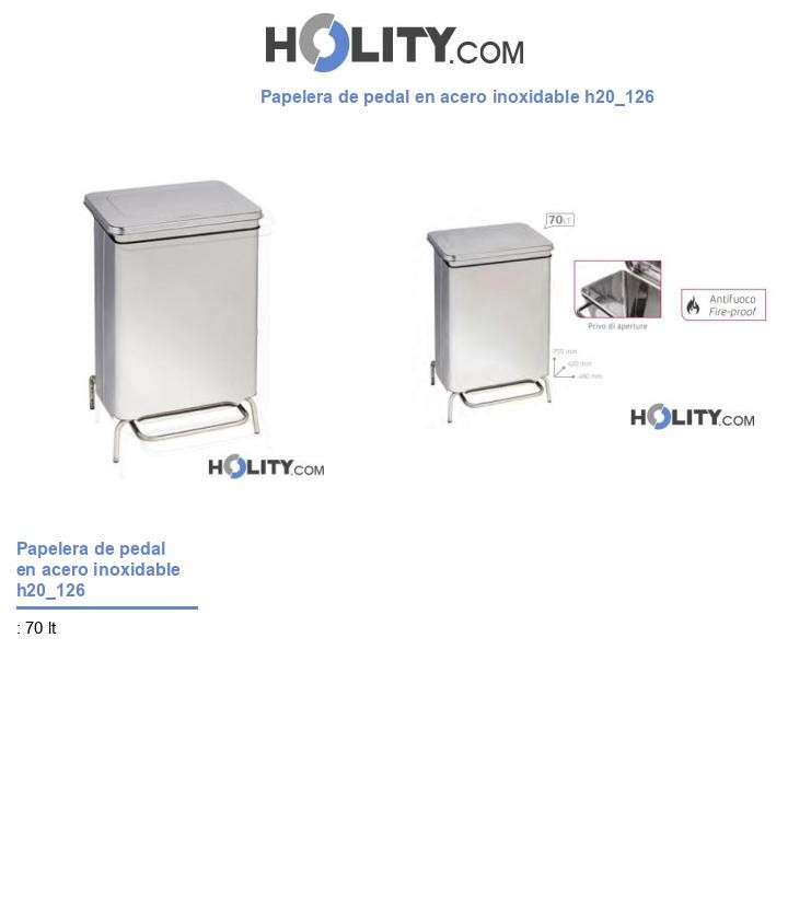 Papelera de pedal en acero inoxidable h20_126