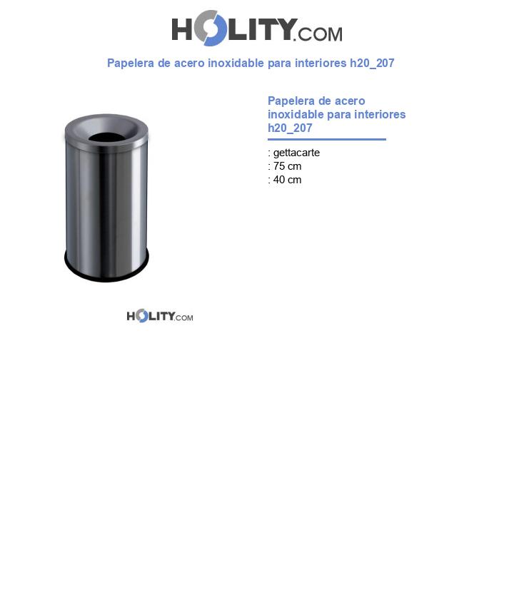 Papelera de acero inoxidable para interiores h20_207
