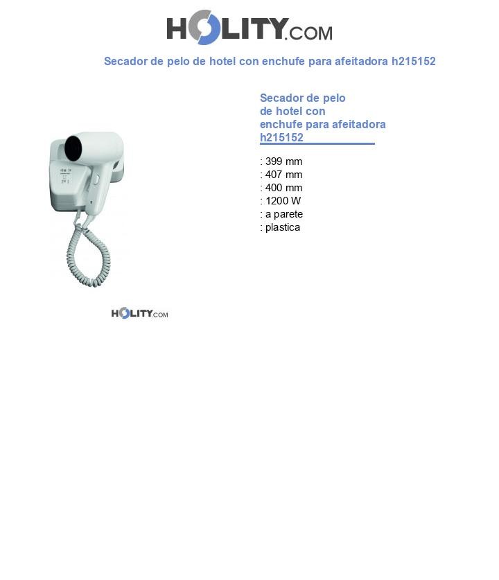 Secador de pelo de hotel con enchufe para afeitadora h215152