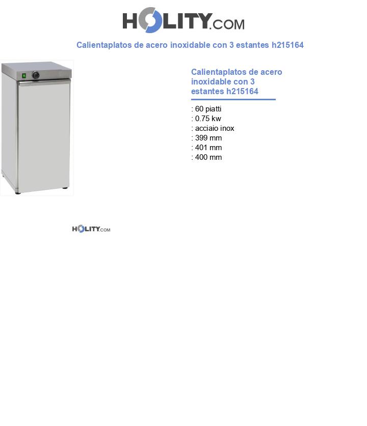 Calientaplatos de acero inoxidable con 3 estantes h215164