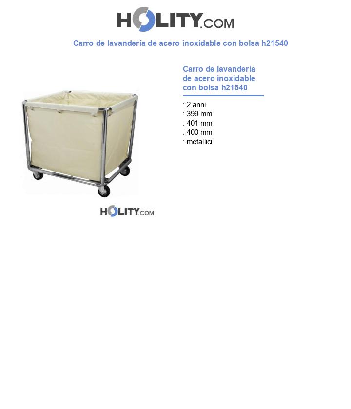 Carro de lavandería de acero inoxidable con bolsa h21540