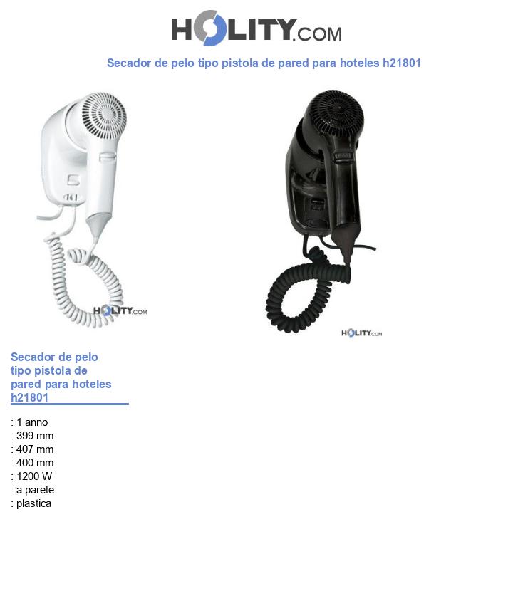Secador de pelo tipo pistola de pared para hoteles h21801