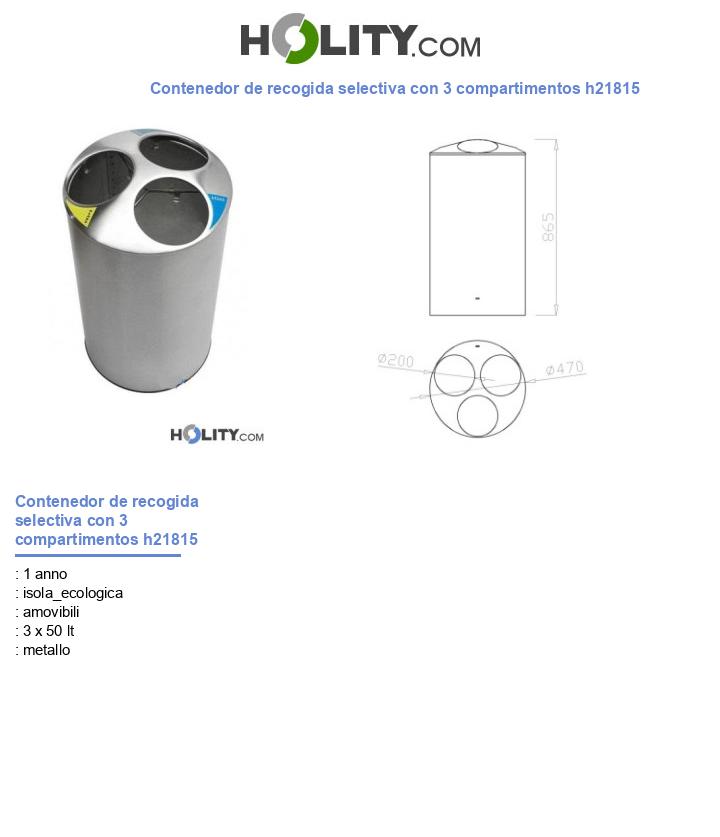 Contenedor de recogida selectiva con 3 compartimentos h21815
