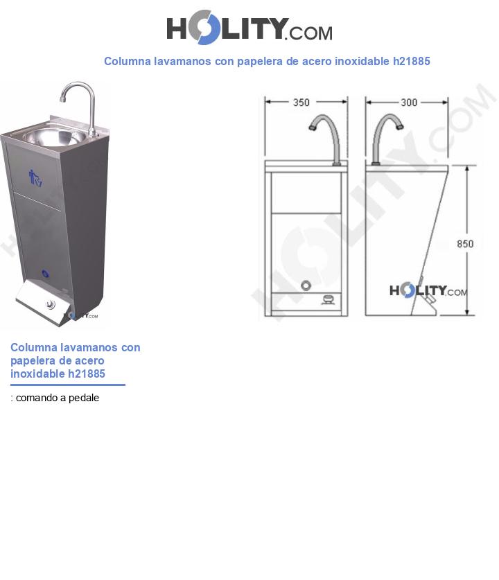 Columna lavamanos con papelera de acero inoxidable h21885