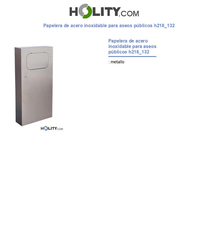 Papelera de acero inoxidable para aseos públicos h218_132