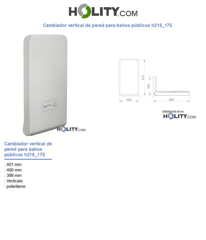 Cambiador vertical de pared para baños públicos h218_175