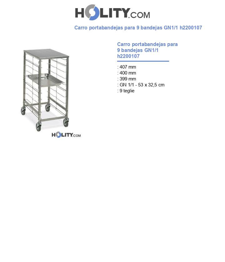 Carro portabandejas para 9 bandejas GN1/1 h2200107